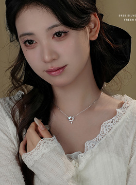 s925纯银幻彩星星项链女锁骨链