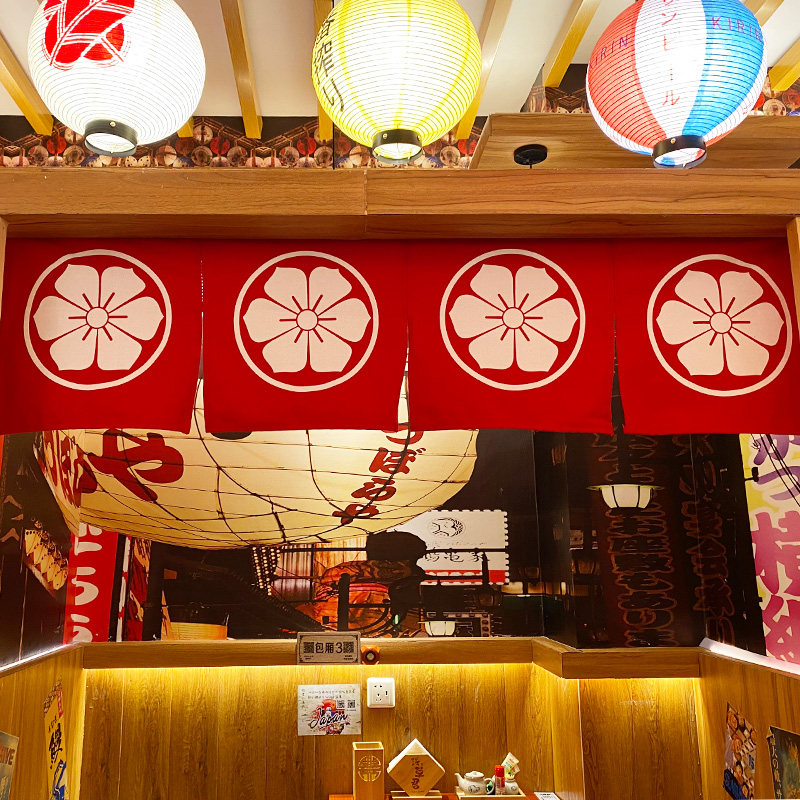 定制日式门帘店铺装饰门头商用厨房隔断帘横挂帘暖帘吧台遮挡布帘_虎窝淘
