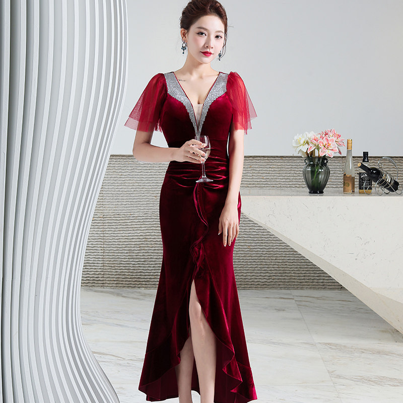 夜场KTV晚礼服长裙夜总会性感显瘦连衣裙露胸修身公关佳丽技师服_虎窝淘