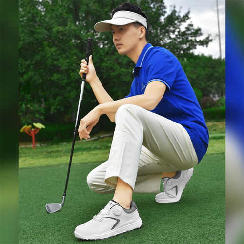 GUOOGUL高尔夫球鞋休闲运动鞋男女户外防水防滑男鞋旋转纽扣女鞋 - 图1