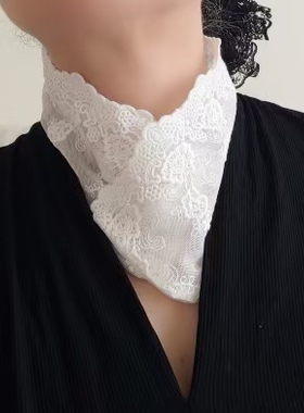 防晒蕾丝超宽挡颈纹装饰护领假领小围脖！售完无补孤品