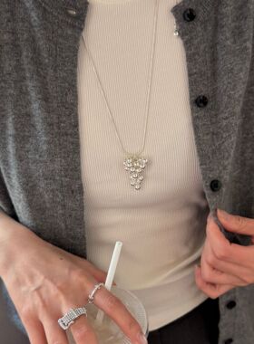 ins风简约项链爱心肌理超长抽拉式新品毛衣链叠戴颈链锁骨链