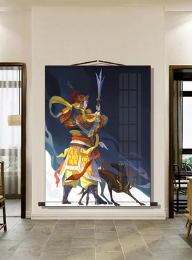 二郎神杨戬画像挂画二郎真君神像摆件客厅镇宅招财风水供奉高清