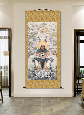 伏羲画像华夏民族人文始祖太昊伏羲氏画像供奉青帝八卦图卷轴挂画