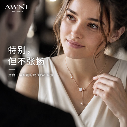 白冰同款|瑞典AWNL暗夜许愿项链M陨石S925银北欧设计送女友礼物 - 图1