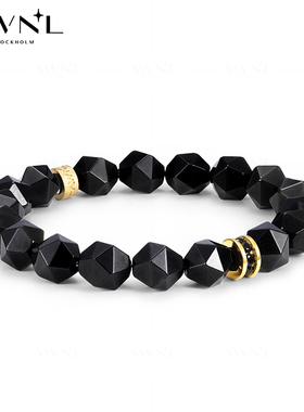 AWNL如意转轮黑曜石五行补水手链