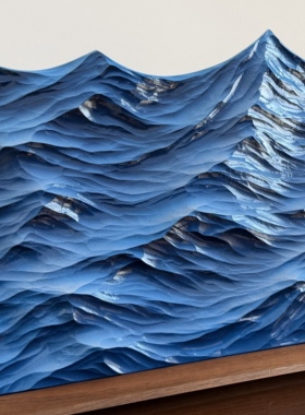 现代立体海浪摆件大海桌面装饰
