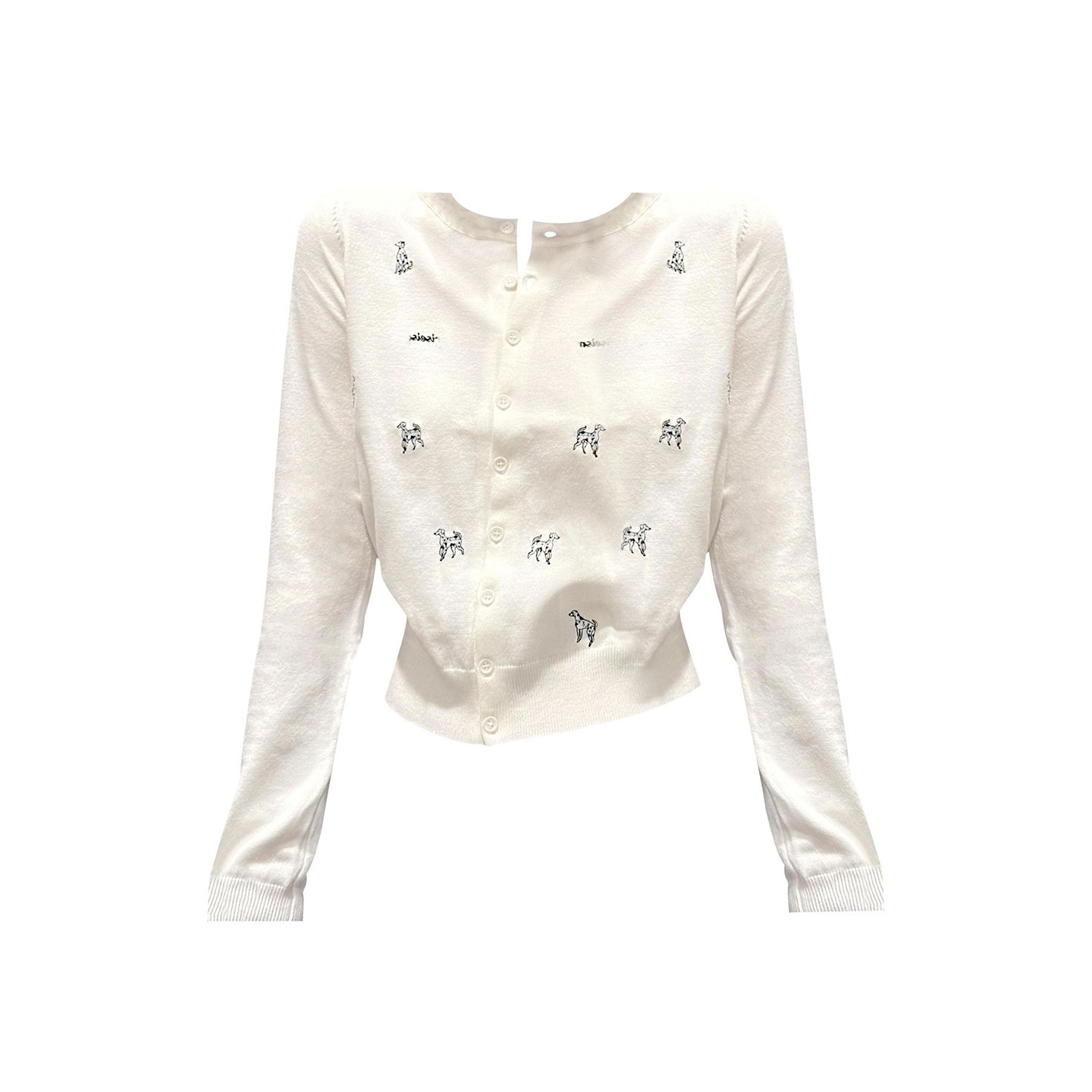 刺绣小狗短款白色毛衣针织开衫女早秋季新款修身内搭小上衣打底衫,淘宝优惠券,粉丝福利购,淘宝优惠卷