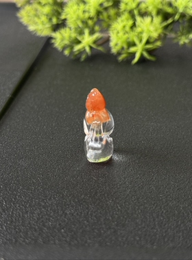 天然红兔毛水晶钱袋子鼠来宝可坠可摆我自己纯手工雕刻的