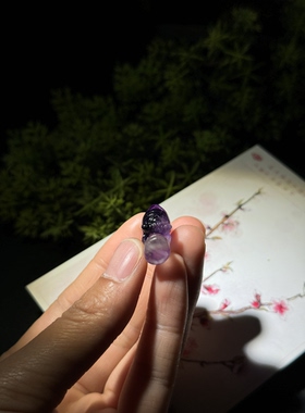 天然紫水晶金蝉报竹吊坠我老公雕刻的