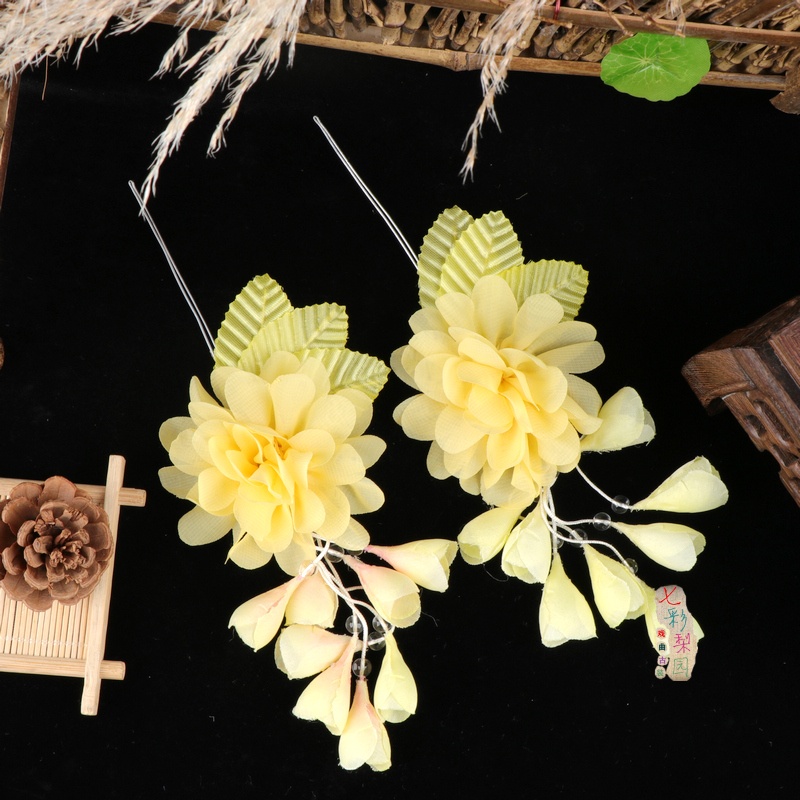 耳边京豫剧头花越剧绢花旦鬓花包头戏曲小姐青衣头饰用品单朵纱花 - 图2