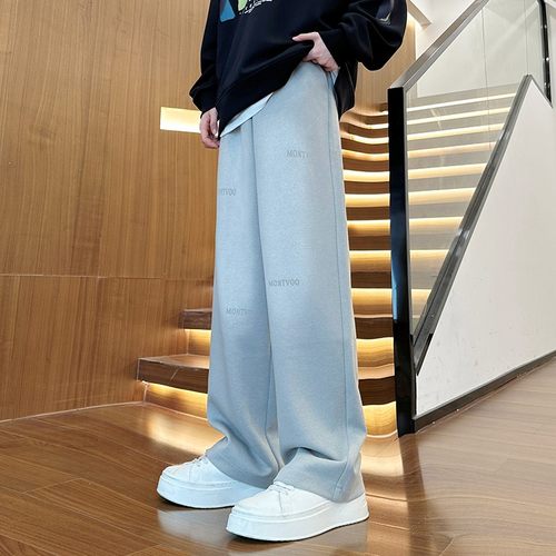 加绒裤子男款秋冬季2025新款渐变色潮流运动宽松直筒男士休闲长裤 - 图2