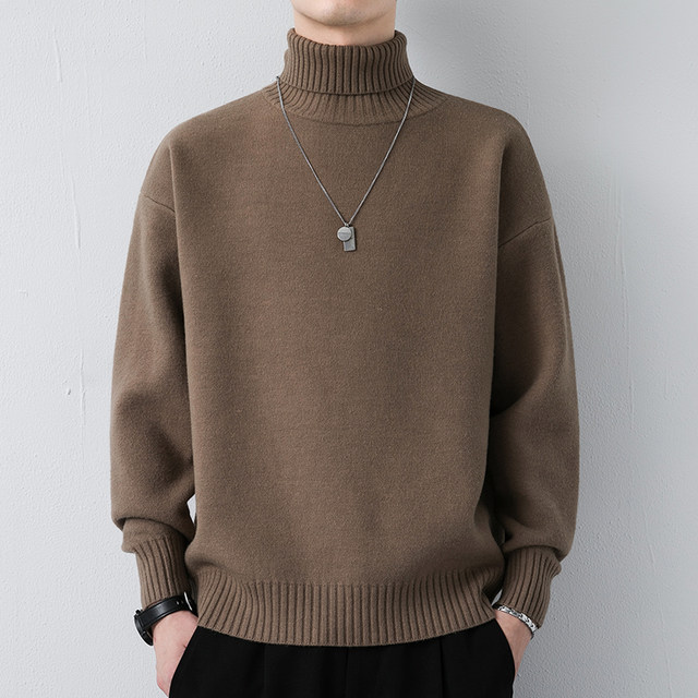 Men's autumn and winter warm turtleneck sweater all-in-one fleece pullover