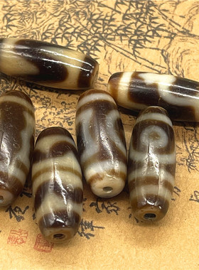 西藏玛瑙老天珠28mm包浆牙黄