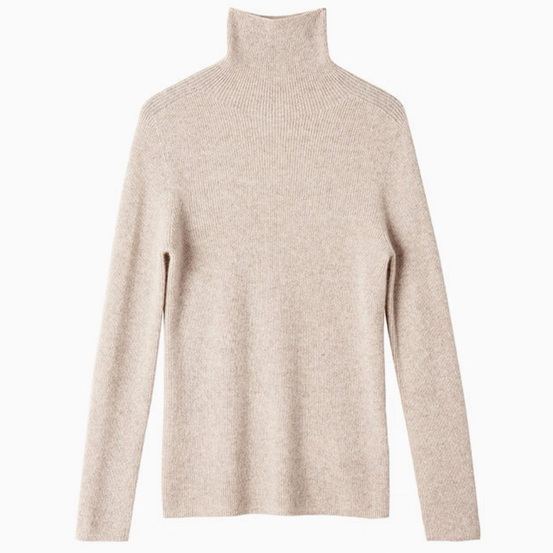 山羊绒无缝一体高领气质修身螺纹针织衫女高级感精纺软糯感贴肤,淘宝优惠券,粉丝福利购,淘宝优惠卷