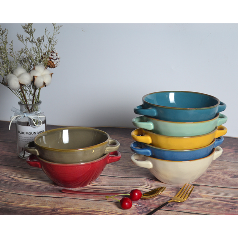 微瑕大号大碗家用创意北欧餐具饭碗泡面碗汤盆陶瓷碗个性双耳汤碗