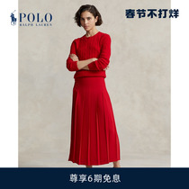 (Valentines Day) Ralph Lauren Rav Lauren Womens 4 spring satin pleats A-shaped flute half-body dress