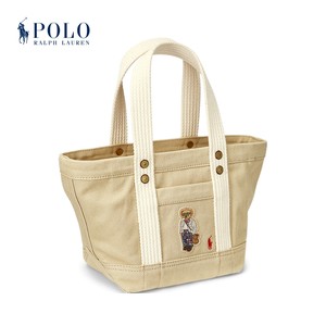 Ralph Lauren/拉夫劳伦女配 23春Polo小熊帆布迷你托特包RL52426