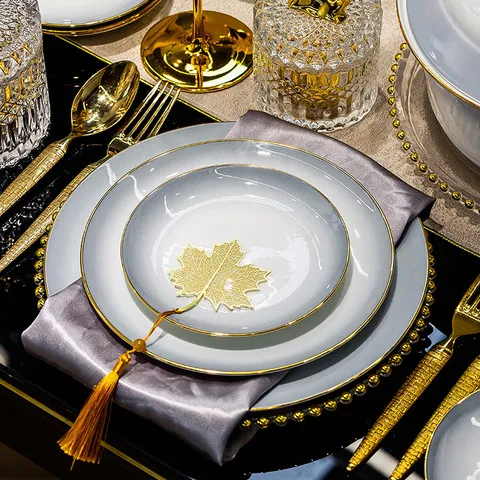 高级感骨瓷礼品乔迁碗碟碗盘餐具金边轻奢景德镇套装家用组合,淘宝优惠券,粉丝福利购,淘宝优惠卷