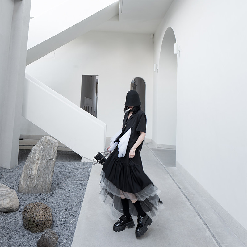 chicsky不规则拼接网纱女半身裙 chicsky服饰半身裙