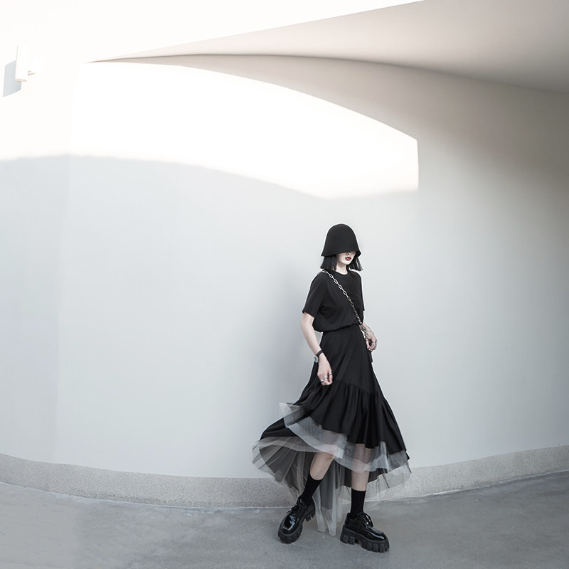 chicsky不规则拼接网纱女半身裙 chicsky服饰半身裙