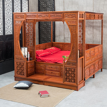 one thousand work step bed plus-size bed lunar cave shelf bed flowers pear wood Chinese wedding bed Ming and Qing classical antique economy furniture