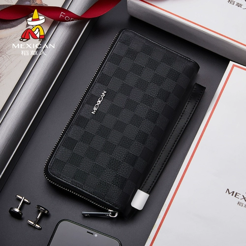 Кожаный длинный вместительный и большой бумажник с молнией, сумка с петлей на руку для отдыха, подходит для студента