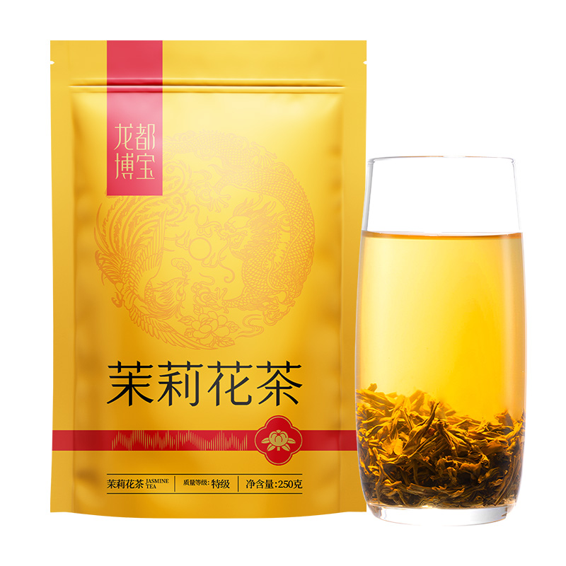 龙都博宝茉莉花茶250g新茶自贡特产香茗特级袋装浓香花毛峰茶叶 - 图2