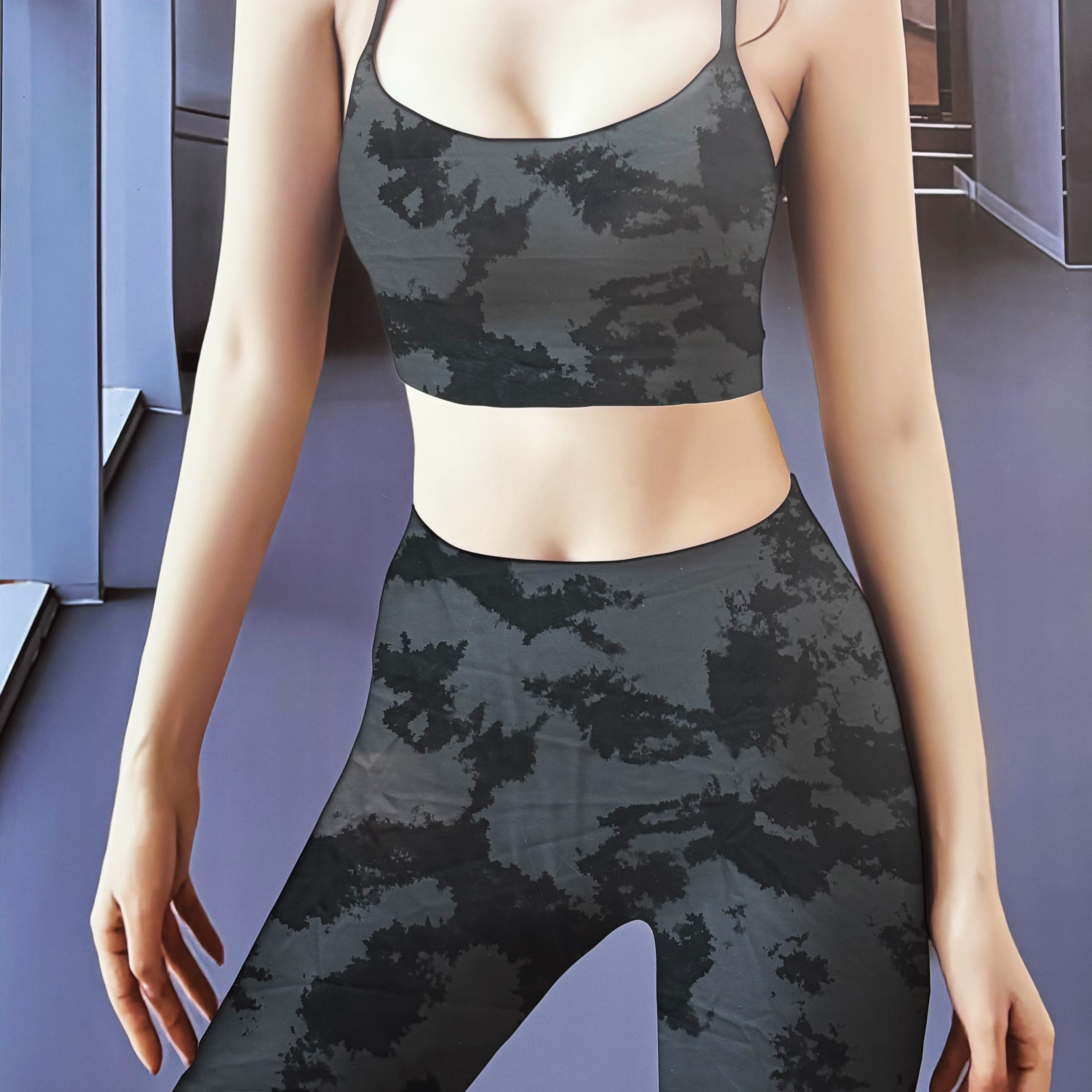 泼墨印花复古春秋款潮牌面料高弹亲肤运动瑜伽舞蹈健身针织面料 - 图3