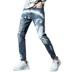 Summer Men Tide Thương hiệu Graffiti Jeans Chín Quần Hàn Quốc Slim Straight Leg Quần Xu hướng Quần nam - Quần jean quần jean nam ống rộng Quần jean