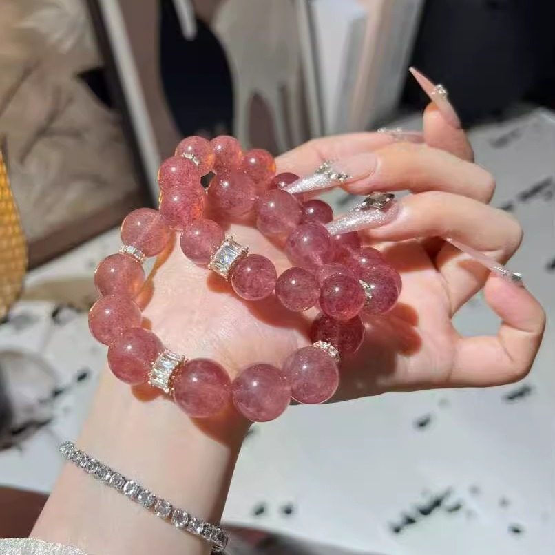 【樱桃酱】金沙樱桃星光草莓晶天然原创设计款水晶手串手链送朋友,淘宝优惠券,粉丝福利购,淘宝优惠卷