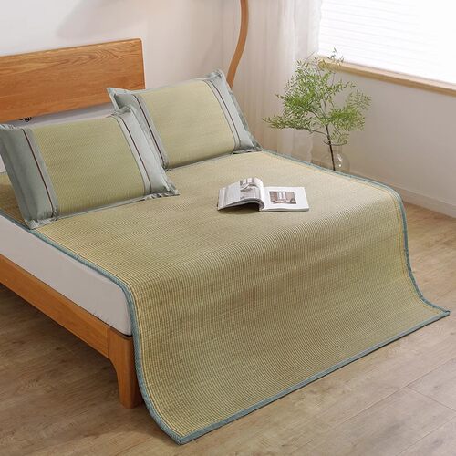 天然草席老式1.8m双人床1.5冬夏两用1.2单人学生宿舍90草编凉席子 - 图0