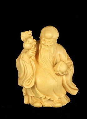 厂家黄杨木雕工艺品家居摆件三福禄寿星收藏礼品古韵珍藏