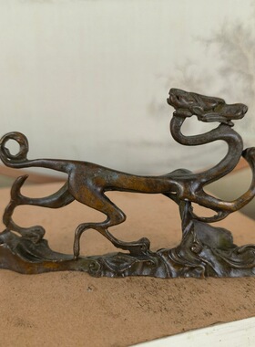 仿古青龙摆件青龙笔架笔搁家居文房装饰工艺品摆放五爪青龙