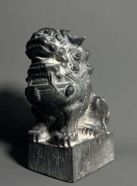 仿古唐狮石雕家庭办公把件雕塑复古古风石狮子精品手工摆件饰品