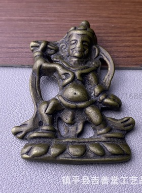 藏式铜佛摆件黄铜直做旧小铜佛家居桌面装饰摆设复古佛牌挂件吊坠