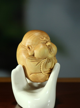 黄杨木雕家居装饰茶宠摆件手把件木质雕刻工艺品人物禅衣达摩祖