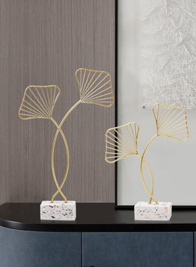 ins铁艺银杏叶饰品摆件 创意家居桌面酒柜软装饰品金属工艺品摆设