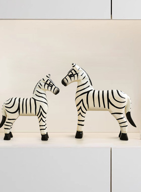 跨境北欧简约套二斑马木质摆件办公桌面装饰品拍照道具工艺品摆设