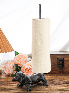 欧式轻奢铁艺站狗餐巾架铸铁工艺品摆件创意家居装饰摆件餐厅酒店