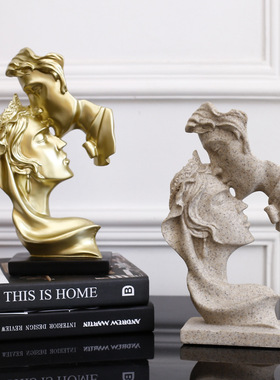 欧式简约艺术情侣摆件客厅酒柜书房装饰品人物雕塑工艺品结婚礼物