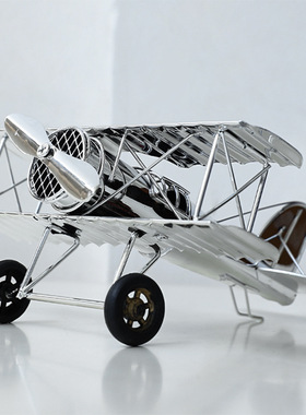 欧式轻奢电镀金属银色飞机模型摆件创意个性酒柜电视柜玄关家居摆