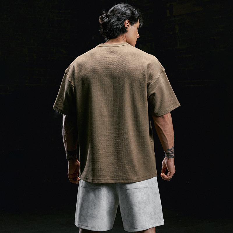 肌肉狗 运动短袖T恤男夏季美式华夫格宽松半袖休闲训练服健身衣服,淘宝优惠券,粉丝福利购,淘宝优惠卷