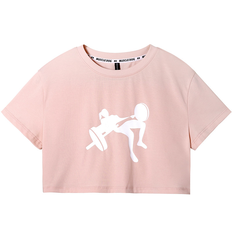 肌肉狗 臀王款 运动T恤女夏季美式印花宽松短款休闲训练健身上衣,淘宝优惠券,粉丝福利购,淘宝优惠卷
