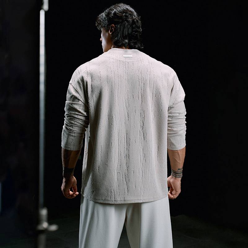 肌肉狗 运动T恤男秋季新品美式肌理做旧假两件休闲长袖训练健身衣,淘宝优惠券,粉丝福利购,淘宝优惠卷