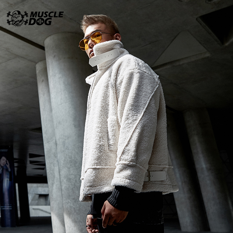 肌肉狗 时尚羊羔绒外套男秋冬百搭宽松高领保暖运动休闲棉衣棉服 - 图2
