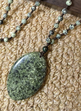 西藏药王石金枝玉叶吊坠美女颈饰搭配6毫米同系链子轻巧项链734