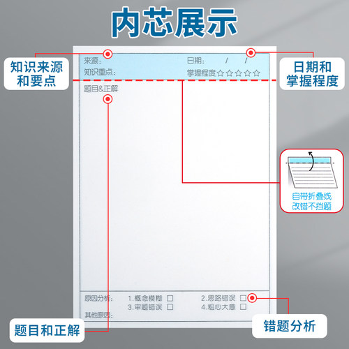 晨光错题便利贴便签纸错题贴初中生专用改错贴纸高中生错题本错题覆盖贴订正贴纸考研复习贴学习神器有粘性 - 图3