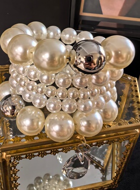 复古小众珍珠多圈缠绕手镯百搭