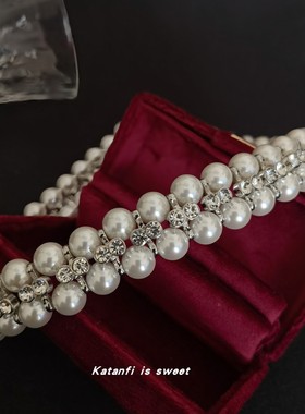 钛钢锆石珍珠复古项链耳钉纯银